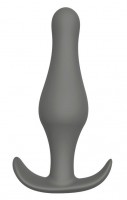 Серый удлиненный анальный стимулятор PLUG WITH T-HANDLE - 12,7 см. 
