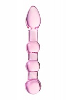 Розовый фаллоимитатор-ёлочка из прозрачного стекла - 18 см.