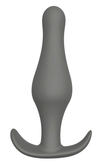Серый удлиненный анальный стимулятор PLUG WITH T-HANDLE - 15,6 см. 