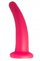 Розовый изогнутый стимулятор простаты из геля - 12,5 см.