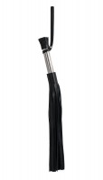 Чёрная кожаная плеть с 24 хвостами и металлической ручкой - 53 см.