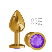 Золотистая средняя пробка с фиолетовым кристаллом - 8,5 см.