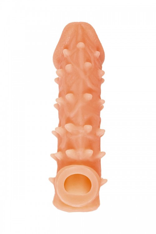 Телесная закрытая насадка с пупырышками Cock Sleeve Size S - 13,8 см.