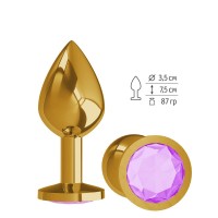Золотистая средняя пробка с сиреневый кристаллом - 8,5 см.