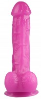 Розовый реалистичный фаллоимитатор на присоске - 24 см.