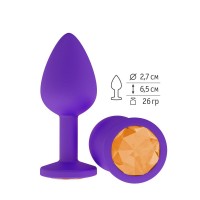 Фиолетовая силиконовая пробка с оранжевым кристаллом - 7,3 см.