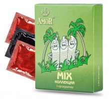 Микс-набор презервативов AMOR Mix "Яркая линия" - 3 шт.