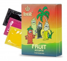 Ароматизированные презервативы AMOR Fruit "Яркая линия" - 3 шт.