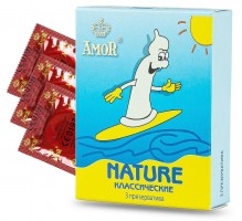 Классические презервативы AMOR Nature "Яркая линия" - 3 шт.