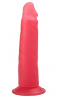 Розовый фаллоимитатор на подошве в виде присоски - 16,5 см.